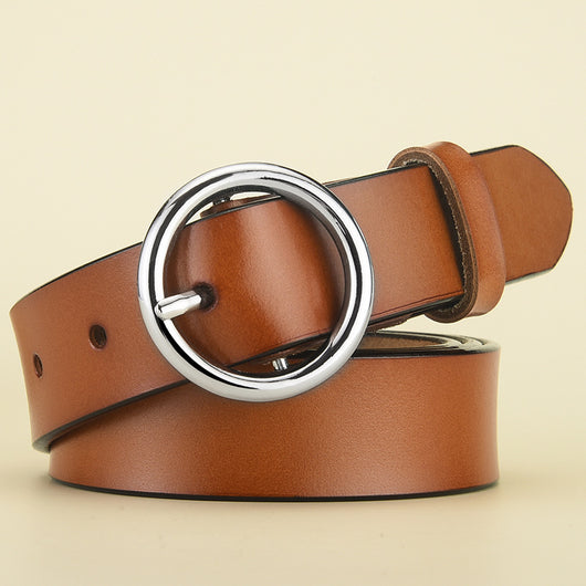 Cinturón de Cuero para Mujer con Hebilla Redonda Versátil - Image 20