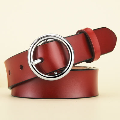 Cinturón de Cuero para Mujer con Hebilla Redonda Versátil - Image 24