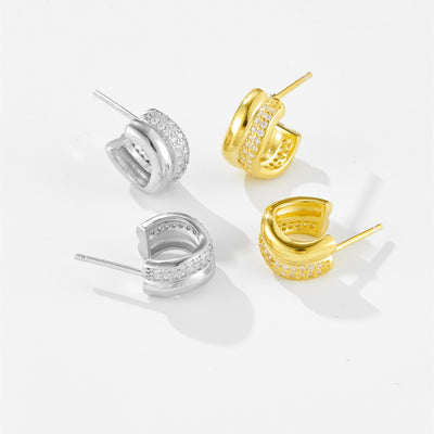 Aretes Círculo Geométrico en Plata Esterlina 925 para Mujer - Image 9