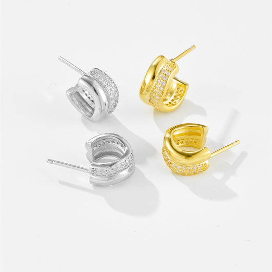 Aretes Círculo Geométrico en Plata Esterlina 925 para Mujer - Image 9