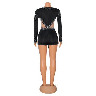 Jumpsuit Ajustado con Escote en V y Detalles de Brillantes - Image 25