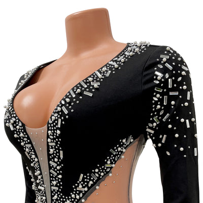 Jumpsuit Ajustado con Escote en V y Detalles de Brillantes - Image 30