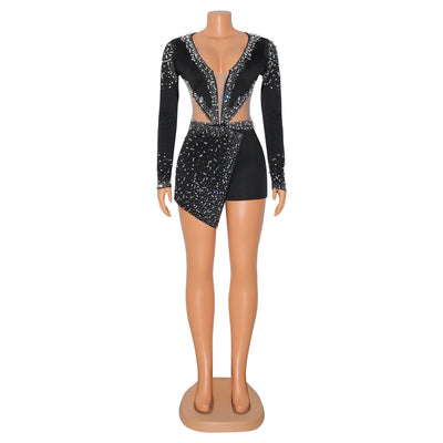 Jumpsuit Ajustado con Escote en V y Detalles de Brillantes - Image 32