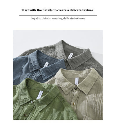 Camisa de Lino y Algodón con Solapas Plisadas - Estilo Retro Casual Holgado - Image 30