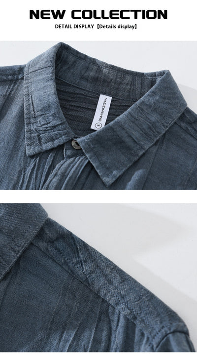Camisa de Lino y Algodón con Solapas Plisadas - Estilo Retro Casual Holgado - Image 33