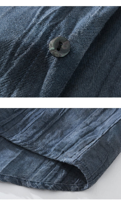 Camisa de Lino y Algodón con Solapas Plisadas - Estilo Retro Casual Holgado - Image 35