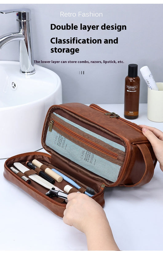 Bolsa de Aseo Ejecutiva en Cuero - Organizador de Viaje Profesional con Gancho - Image 10
