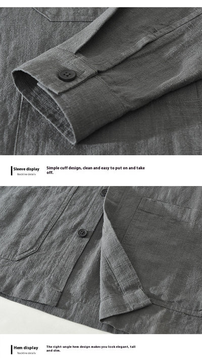 Camisa Casual Minimalista Retro de Manga Larga para Hombre - Image 12