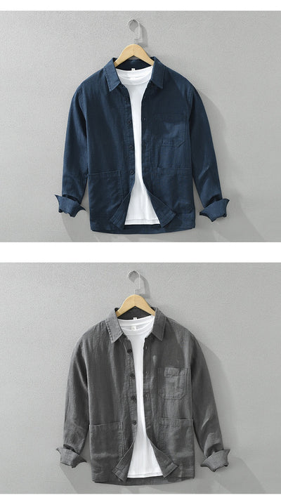 Camisa Casual Minimalista Retro de Manga Larga para Hombre - Image 14