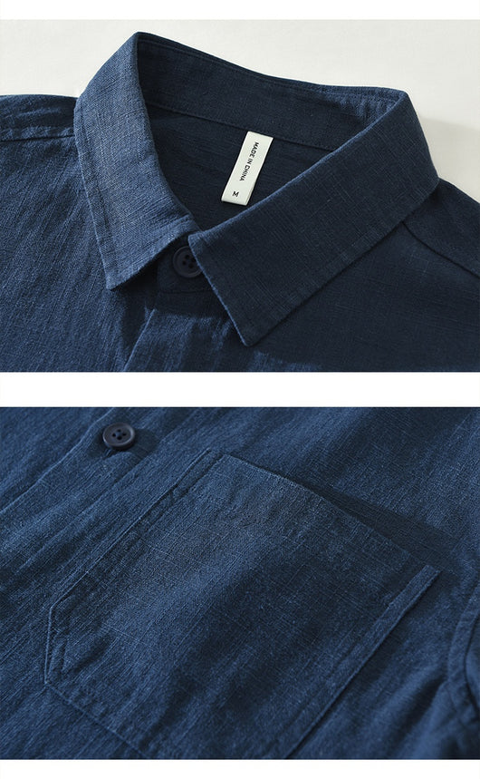 Camisa Casual Minimalista Retro de Manga Larga para Hombre - Image 16