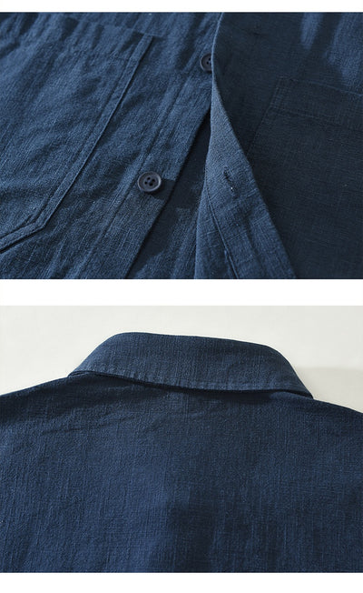 Camisa Casual Minimalista Retro de Manga Larga para Hombre - Image 17