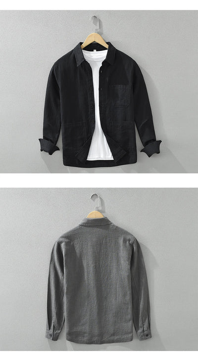 Camisa Casual Minimalista Retro de Manga Larga para Hombre - Image 18