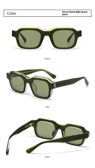 Gafas de Sol Acetato Grueso con Degradado de Color y Costuras Decorativas - Image 28