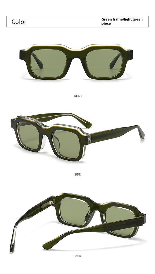 Gafas de Sol Acetato Grueso con Degradado de Color y Costuras Decorativas - Image 28