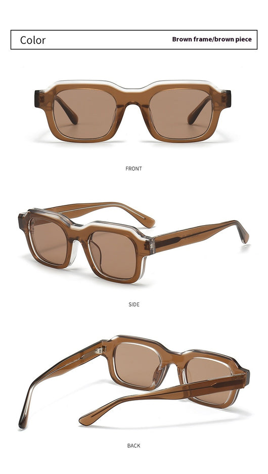 Gafas de Sol Acetato Grueso con Degradado de Color y Costuras Decorativas - Image 29