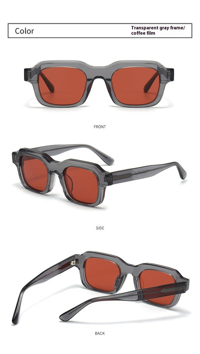 Gafas de Sol Acetato Grueso con Degradado de Color y Costuras Decorativas - Image 33