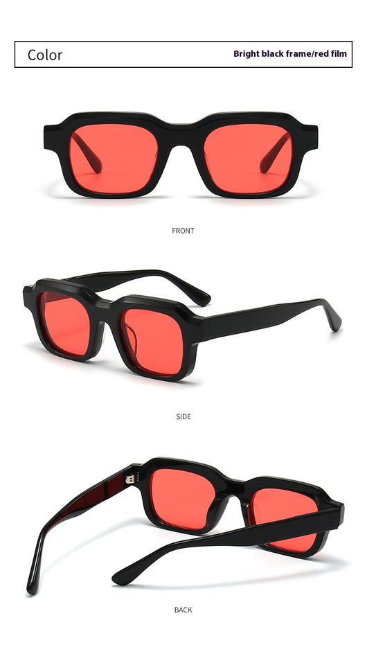 Gafas de Sol Acetato Grueso con Degradado de Color y Costuras Decorativas - Image 35