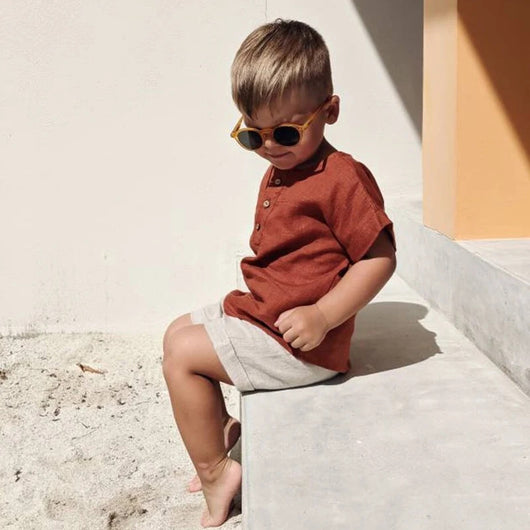 Camiseta Infantil de Lino Algodón Estilo Mori - Manga Corta con Botones Delanteros - Image 20