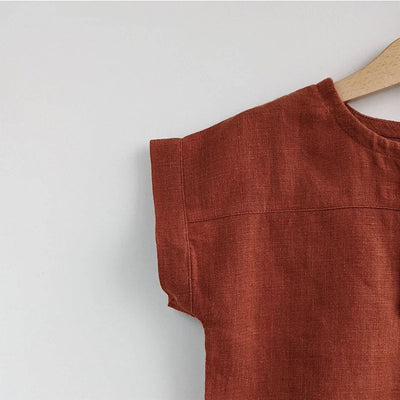 Camiseta Infantil de Lino Algodón Estilo Mori - Manga Corta con Botones Delanteros - Image 22