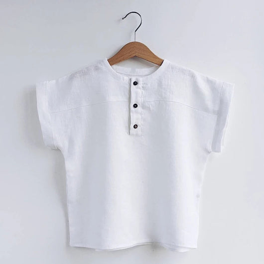 Camiseta Infantil de Lino Algodón Estilo Mori - Manga Corta con Botones Delanteros - Image 24