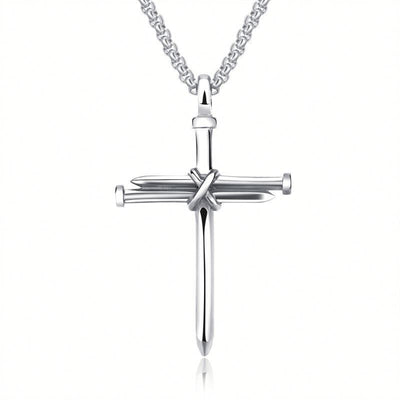 Collar con Colgante de Cruz de Clavo para Hombre en Acero Inoxidable - Image 9