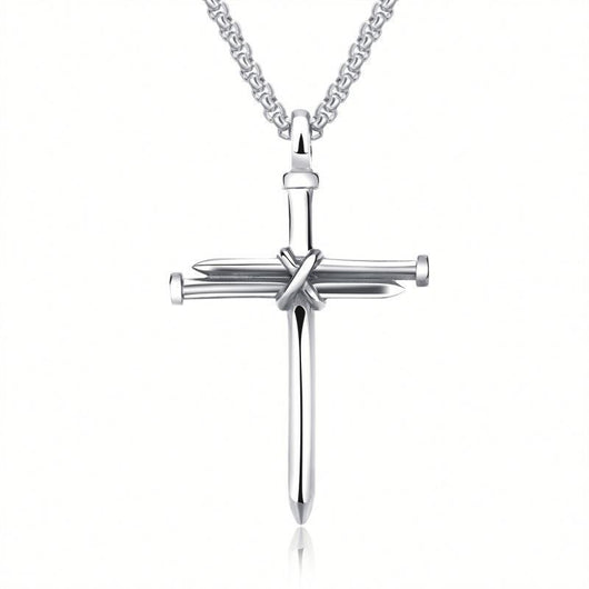 Collar con Colgante de Cruz de Clavo para Hombre en Acero Inoxidable - Image 9