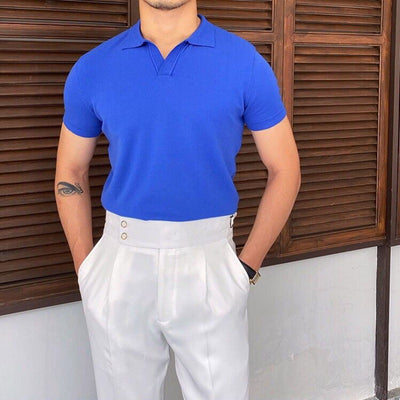 Camiseta Slim Cuello Solapa Manga Corta Tejida para Hombre - Image 21