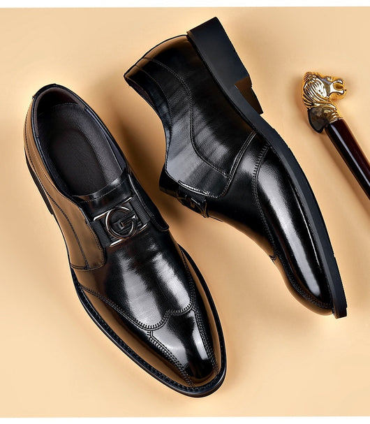 Zapatos de Cuero Elegantes con Bordado - Slip-on Puntiagudo para Hombre - Image 37