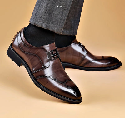 Zapatos de Cuero Elegantes con Bordado - Slip-on Puntiagudo para Hombre - Image 48