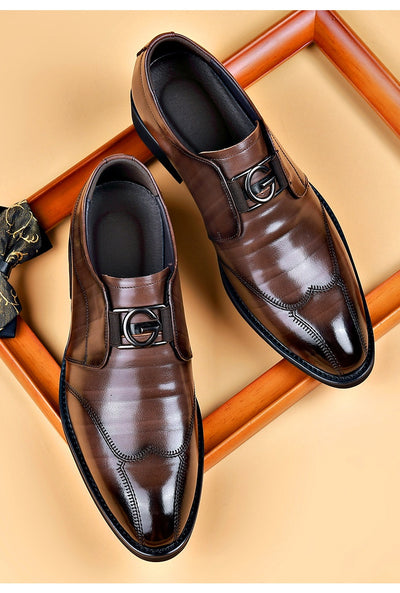 Zapatos de Cuero Elegantes con Bordado - Slip-on Puntiagudo para Hombre - Image 54