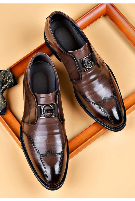 Zapatos de Cuero Elegantes con Bordado - Slip-on Puntiagudo para Hombre - Image 54