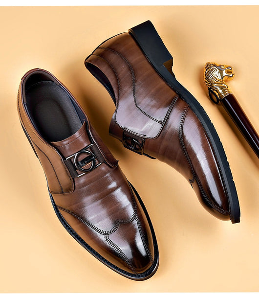 Zapatos de Cuero Elegantes con Bordado - Slip-on Puntiagudo para Hombre - Image 57