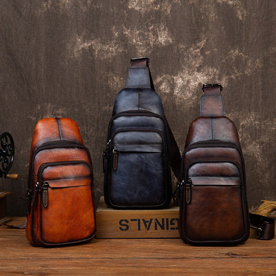 Bolsa Mensajero de Cuero Genuino Estilo Retro para Hombre - Image 13
