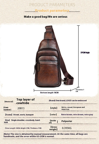 Bolsa Mensajero de Cuero Genuino Estilo Retro para Hombre - Image 15
