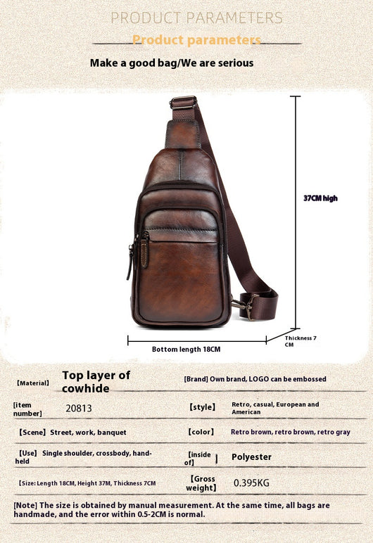Bolsa Mensajero de Cuero Genuino Estilo Retro para Hombre - Image 15