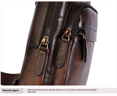 Bolsa Mensajero de Cuero Genuino Estilo Retro para Hombre - Image 16
