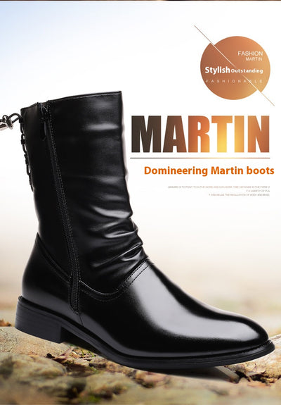 Botas Altas de Cuero para Hombre Estilo Británico-Coreano - Image 26