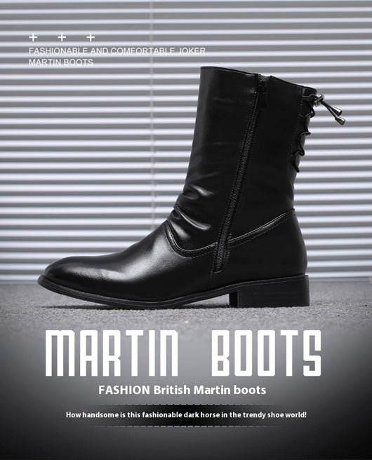 Botas Altas de Cuero para Hombre Estilo Británico-Coreano - Image 37