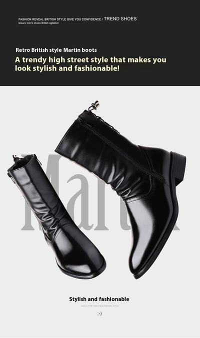 Botas Altas de Cuero para Hombre Estilo Británico-Coreano - Image 38