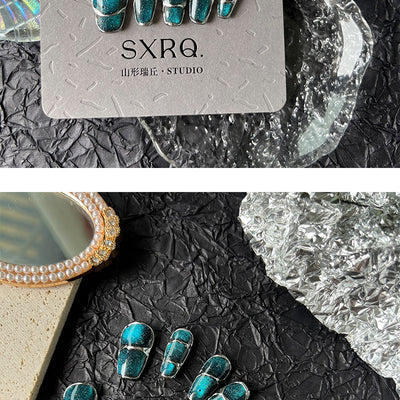 Uñas Postizas Diseño Gato Ojos de Gato Cielo Estrellado Azul con Removedor UV - Image 40