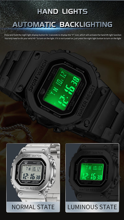 Reloj Deportivo Cuadrado Multifuncional con Luz Táctil y Resistencia al Agua - Image 14