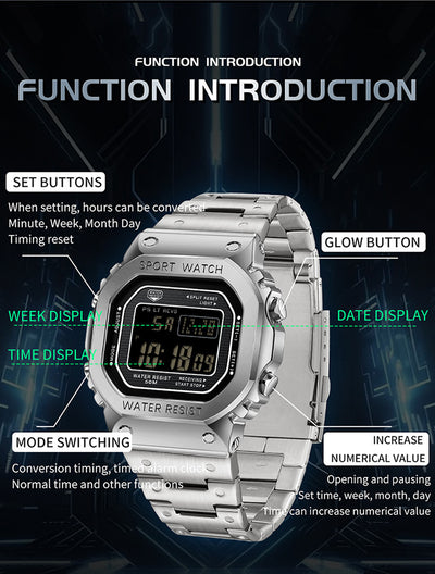 Reloj Deportivo Cuadrado Multifuncional con Luz Táctil y Resistencia al Agua - Image 19