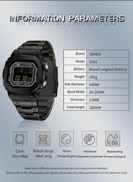 Reloj Deportivo Cuadrado Multifuncional con Luz Táctil y Resistencia al Agua - Image 20