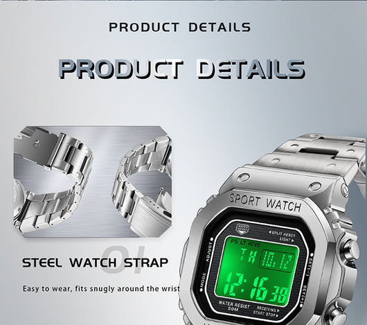Reloj Deportivo Cuadrado Multifuncional con Luz Táctil y Resistencia al Agua - Image 21