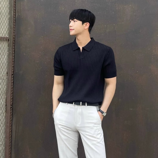 Polo Slim Fit Rayas Verano Hombre - Corte Coreano Elegante - Image 11
