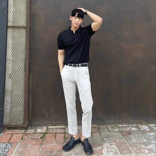 Polo Slim Fit Rayas Verano Hombre - Corte Coreano Elegante - Image 15