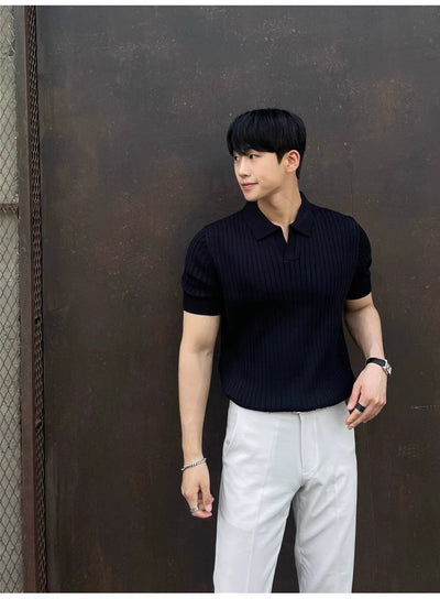 Polo Slim Fit Rayas Verano Hombre - Corte Coreano Elegante - Image 16