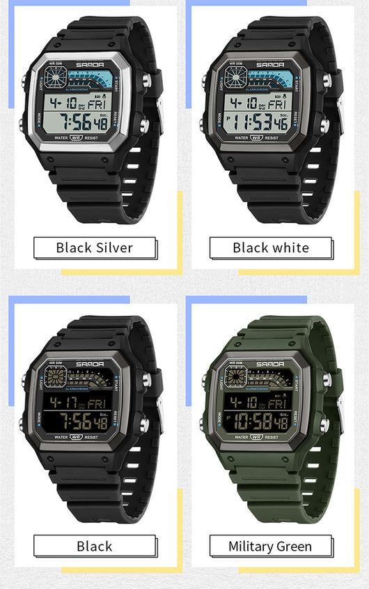 Reloj Deportivo Cuadrado Delgado con Luz Nocturna y Resistencia al Agua - Image 21