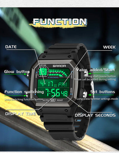 Reloj Deportivo Cuadrado Delgado con Luz Nocturna y Resistencia al Agua - Image 26