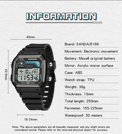 Reloj Deportivo Cuadrado Delgado con Luz Nocturna y Resistencia al Agua - Image 27